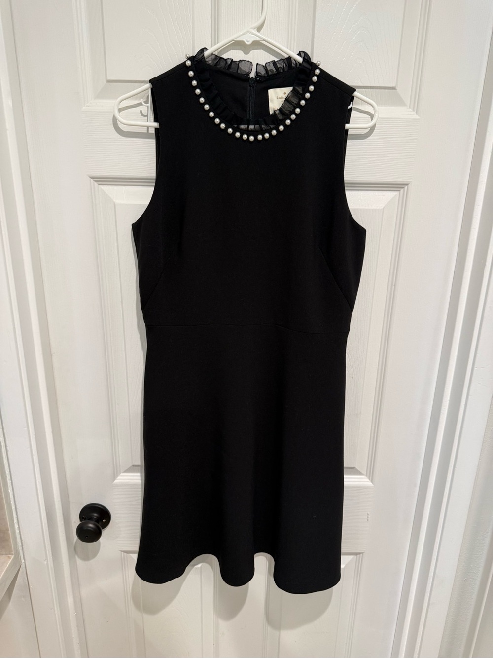 kate spade Black Sleeveless A-Line Dress with Pearl Collar